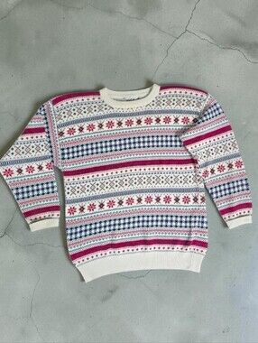 Northern Reflections | Vintage 90s Fair Isle Waffle Knit Crew Holiday Sweater